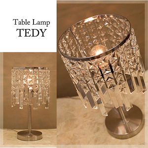 クリスタル テーブルランプ TEDY LED対応 E26/丸型 玄関 寝室 インテリア ランプ アンティーク テーブルライト 送料無料